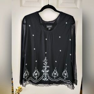 Black and White Lane Bryant Mesh Top